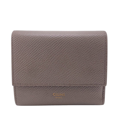 CELINE Tri-fold wallet leather gray Small trifold
