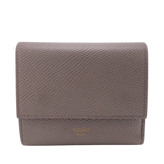 CELINE Tri-fold wallet leather gray Small trifold