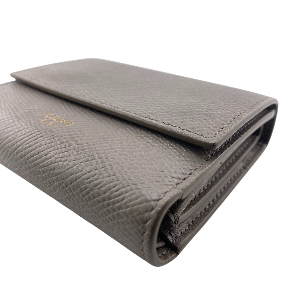 CELINE Tri-fold wallet leather gray Small trifold