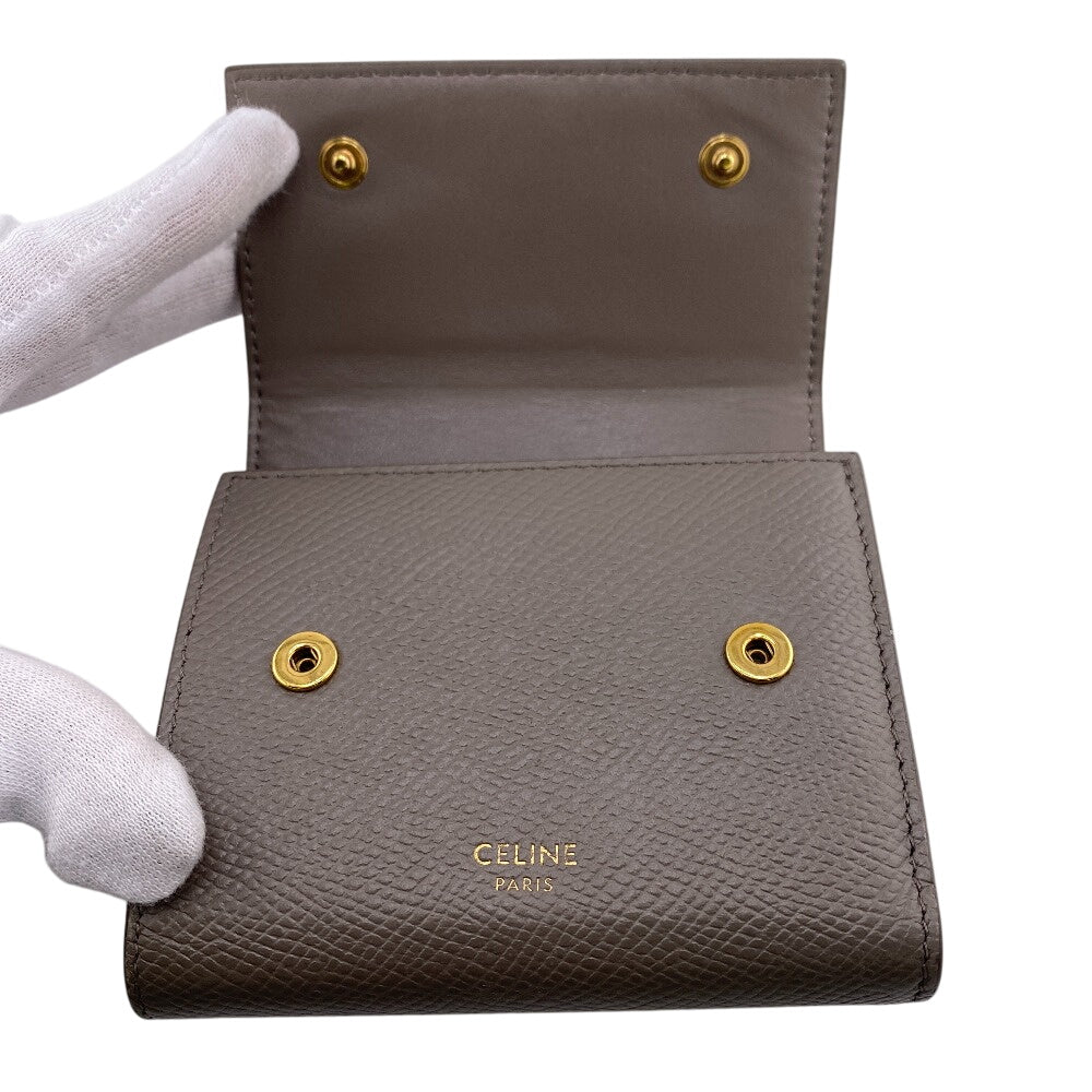 CELINE Tri-fold wallet leather gray Small trifold