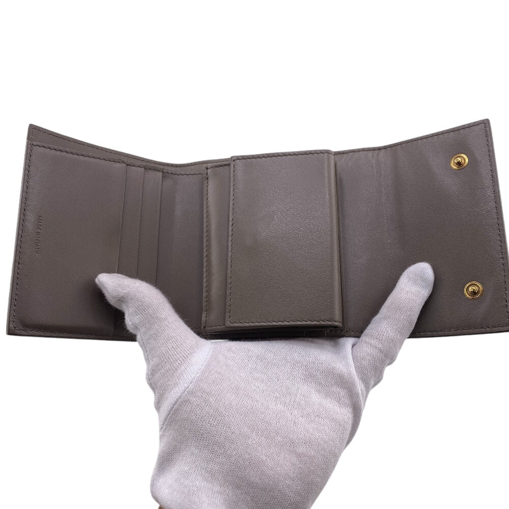 CELINE Tri-fold wallet leather gray Small trifold