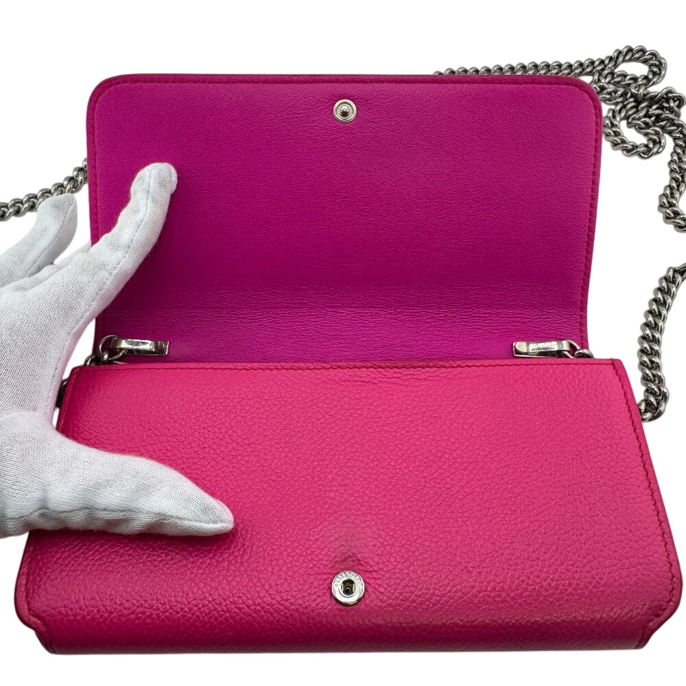 BALENCIAGA Long Wallet Purse 593784 leather pink Cash Continental on Chain