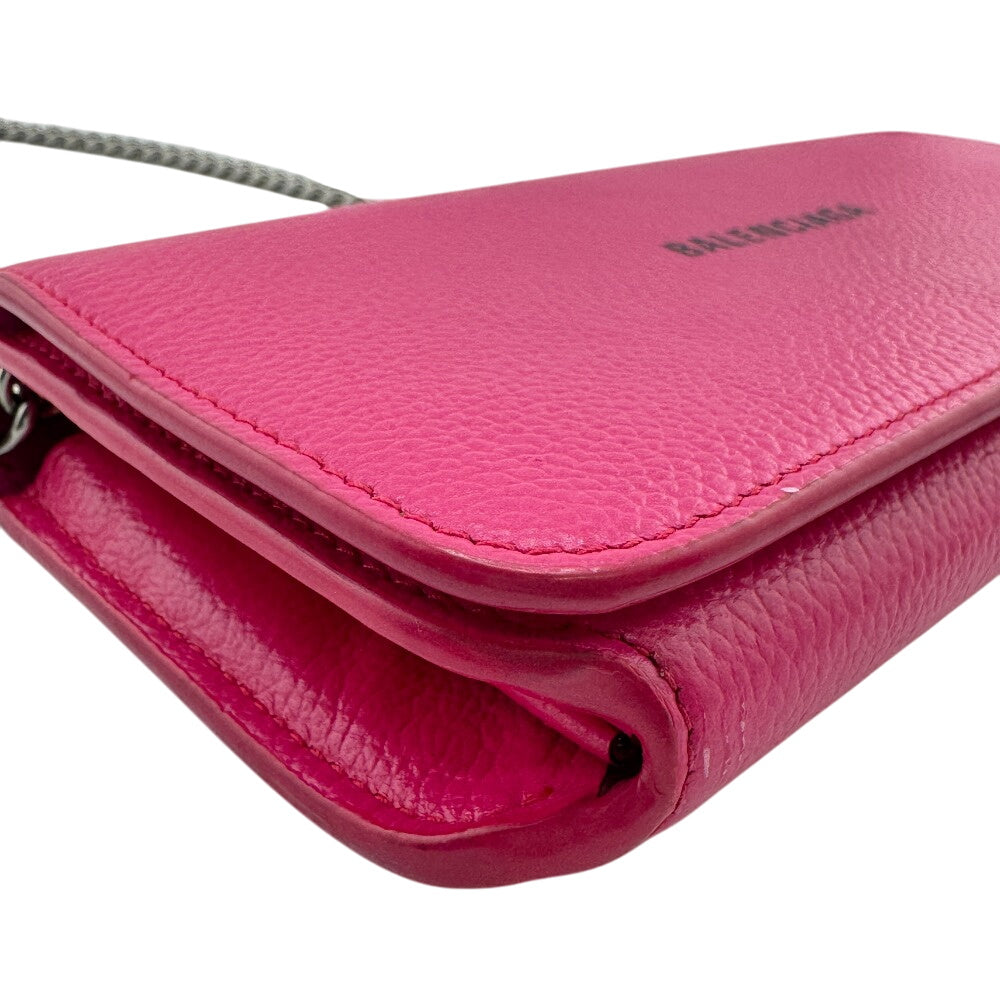 BALENCIAGA Long Wallet Purse 593784 leather pink Cash Continental on Chain