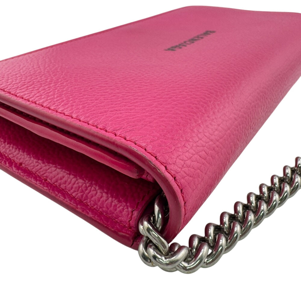 BALENCIAGA Long Wallet Purse 593784 leather pink Cash Continental on Chain