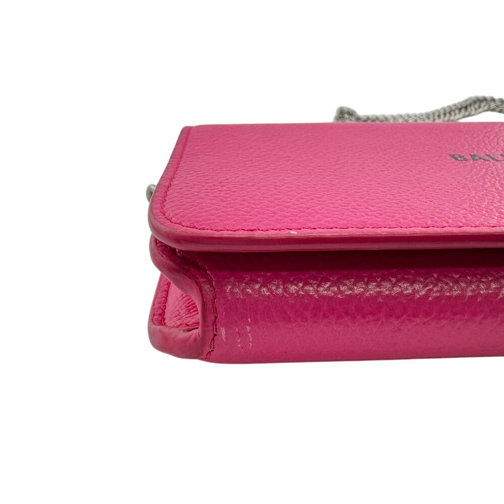 BALENCIAGA Long Wallet Purse 593784 leather pink Cash Continental on Chain