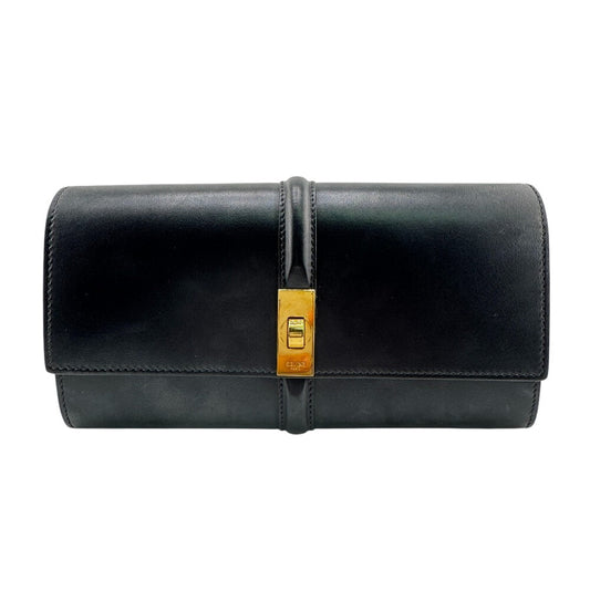 CELINE Long Wallet Purse Leather, shiny calfskin black