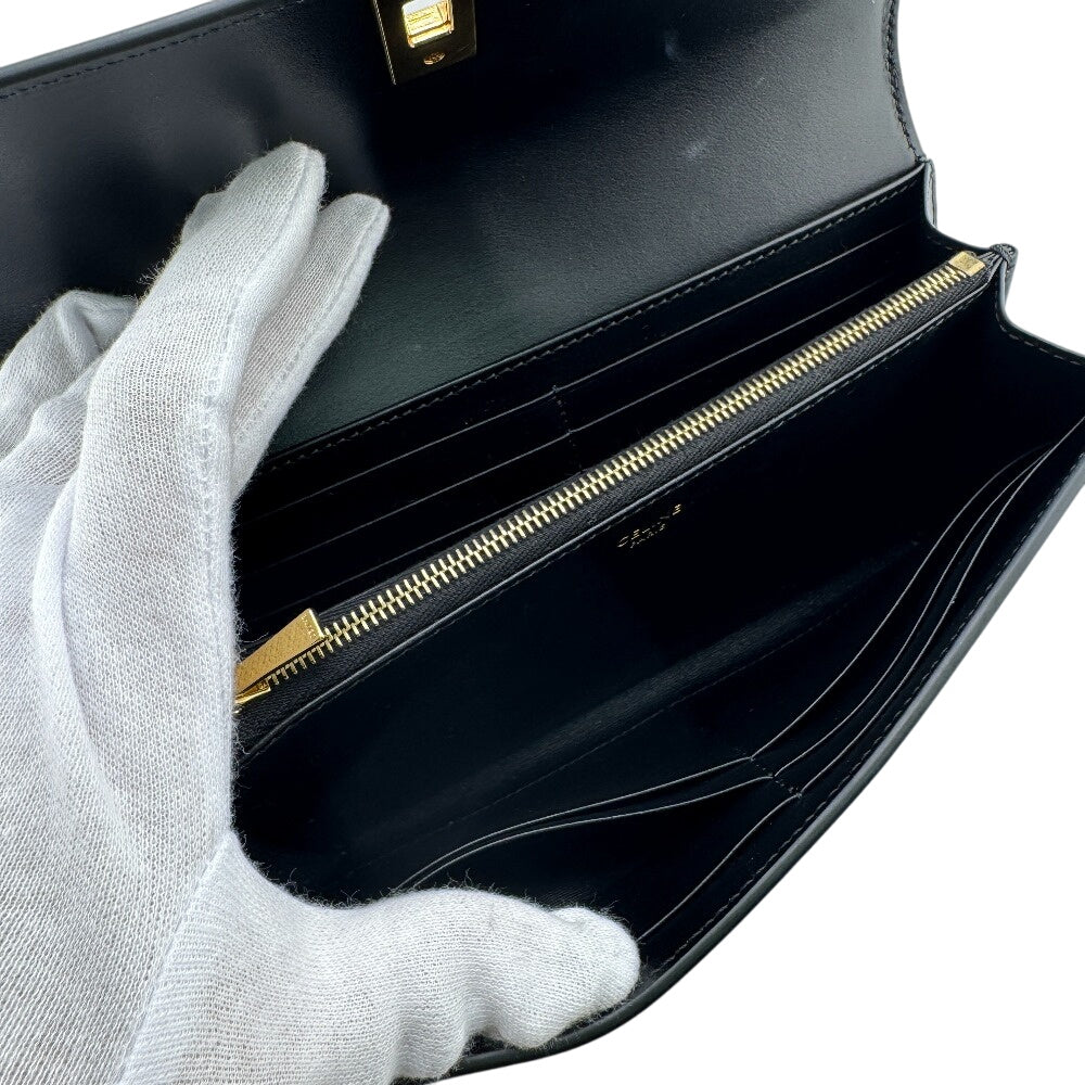 CELINE Long Wallet Purse Leather, shiny calfskin black