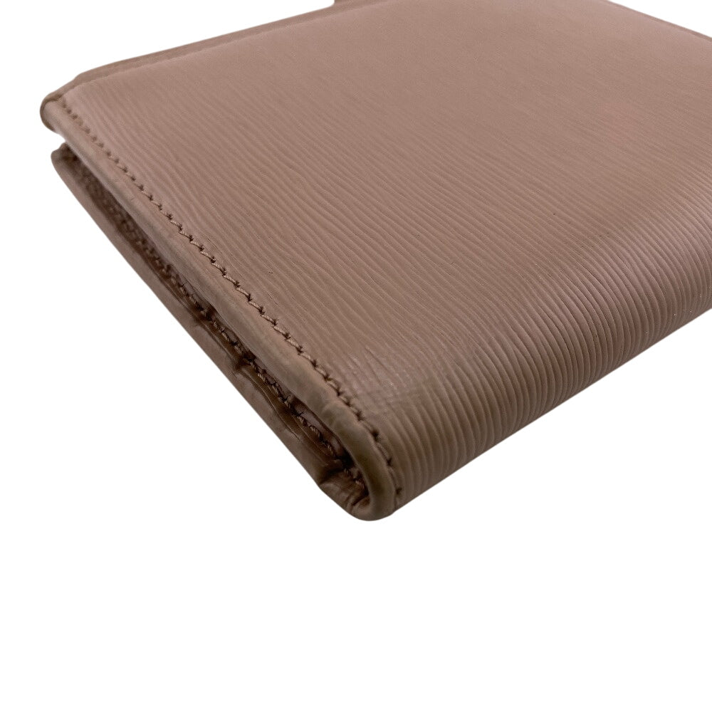 PRADA Bifold Wallet leather beige Calfskin logo Wittelomb