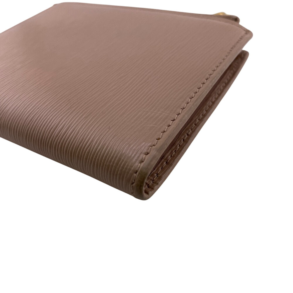 PRADA Bifold Wallet leather beige Calfskin logo Wittelomb