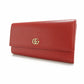 GUCCI Long Wallet Purse 456116 leather Red Petit GG Marmont Women Used Authentic
