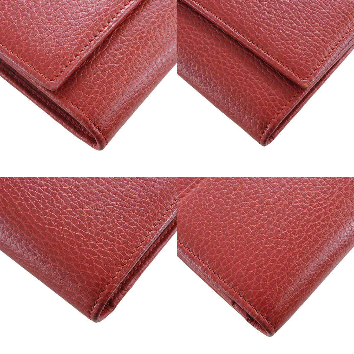 GUCCI Long Wallet Purse 456116 leather Red Petit GG Marmont Women Used Authentic