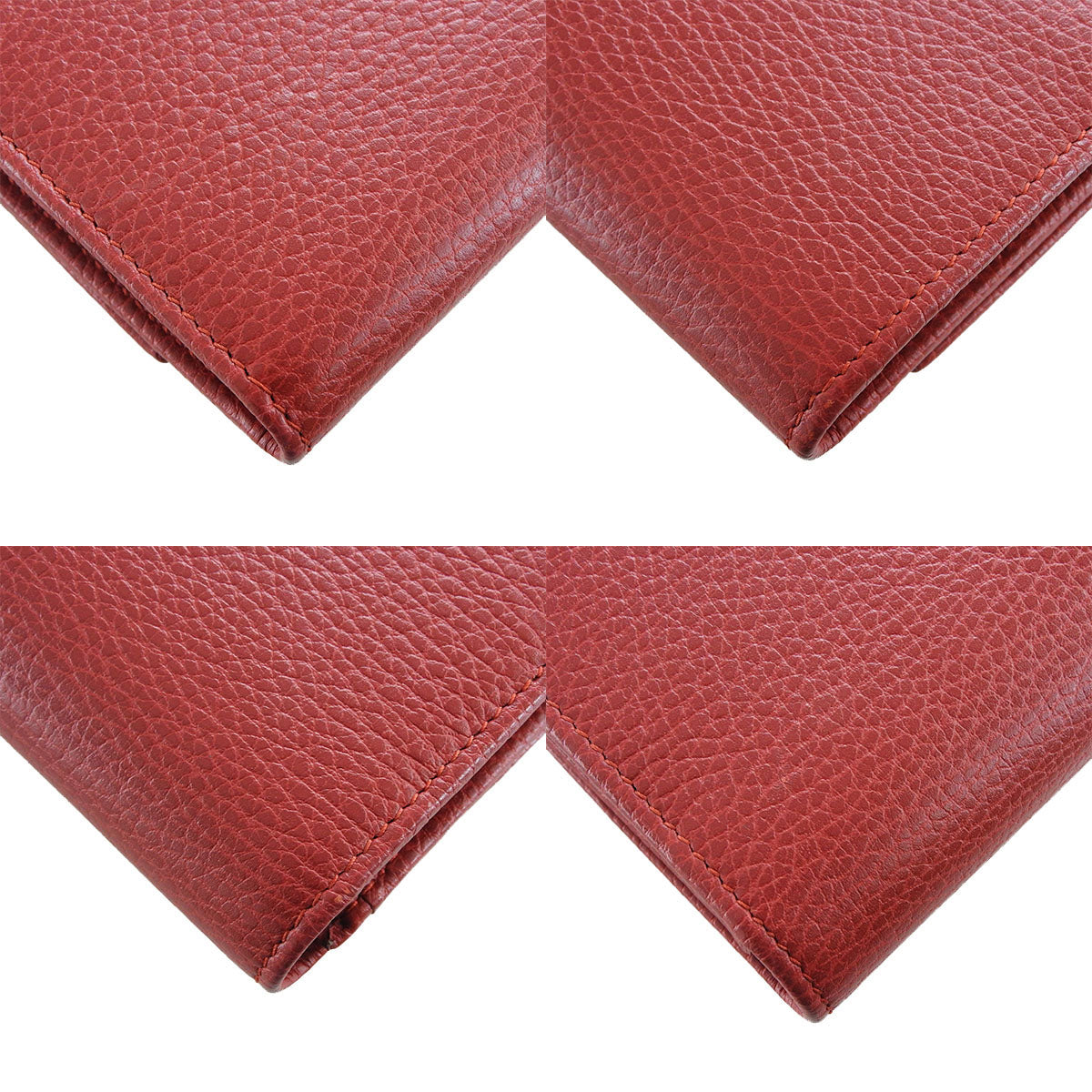 GUCCI Long Wallet Purse 456116 leather Red Petit GG Marmont Women Used Authentic