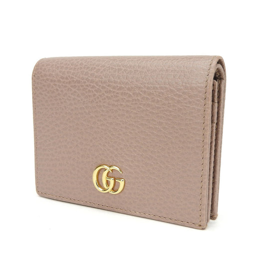 GUCCI Bifold Wallet 456126 leather beige GG Marmont Women Used Authentic