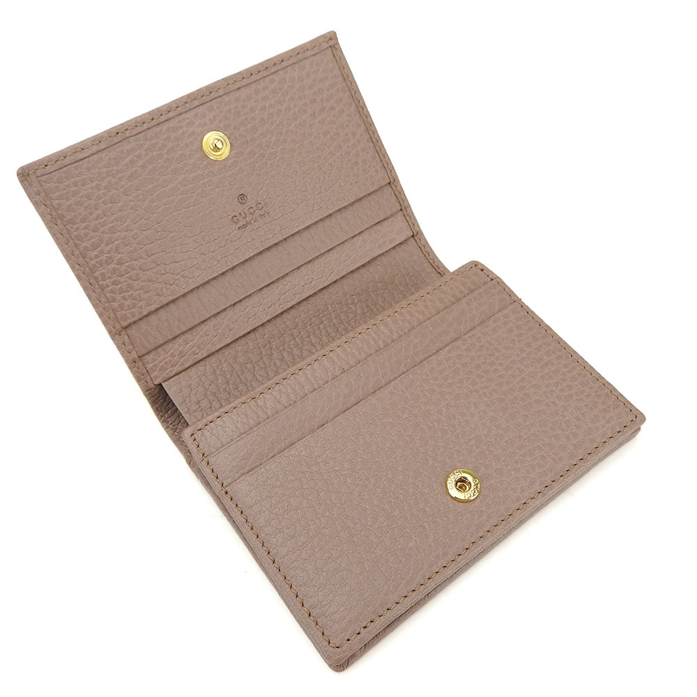 GUCCI Bifold Wallet 456126 leather beige GG Marmont Women Used Authentic