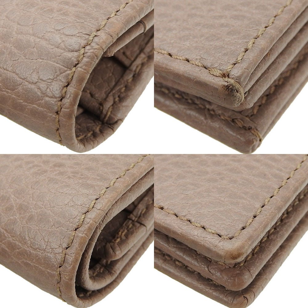 GUCCI Bifold Wallet 456126 leather beige GG Marmont Women Used Authentic