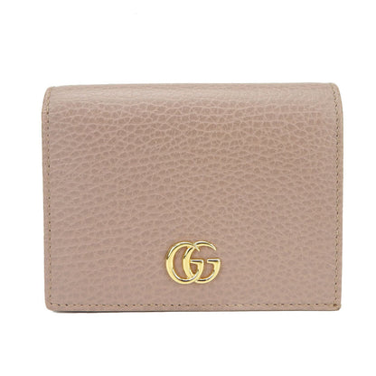 GUCCI Bifold Wallet 456126 leather beige GG Marmont Women Used Authentic