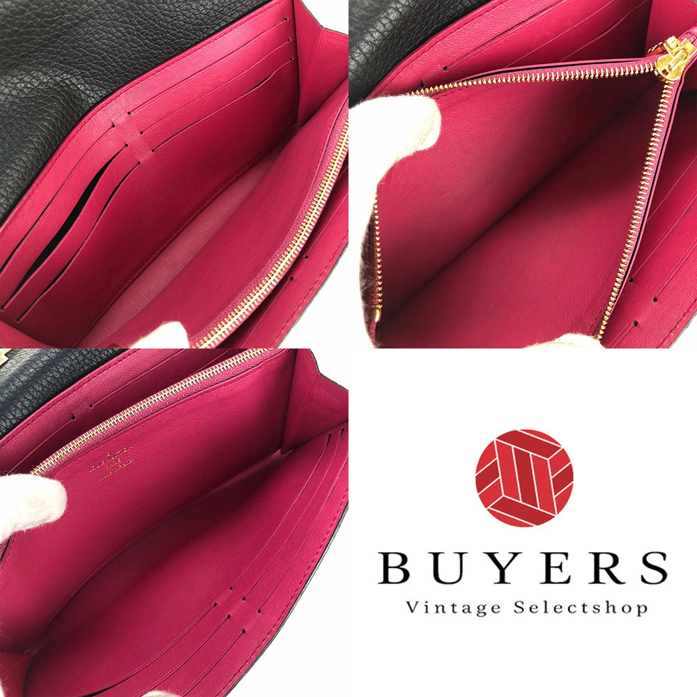 LOUIS VUITTON Long Wallet Purse M61248 leather black Portefeuille Capsine Women Used Authentic