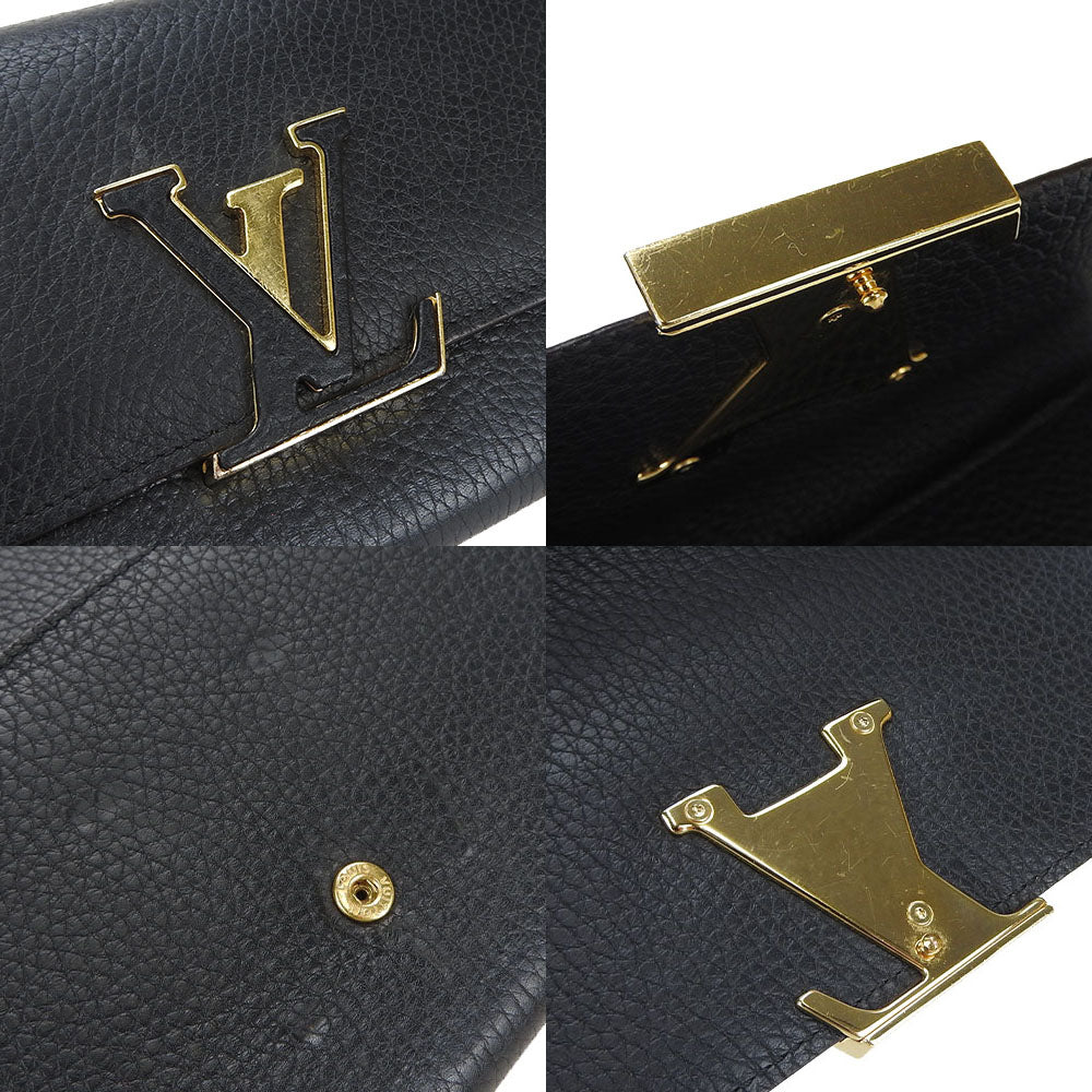 LOUIS VUITTON Long Wallet Purse M61248 leather black Portefeuille Capsine Women Used Authentic