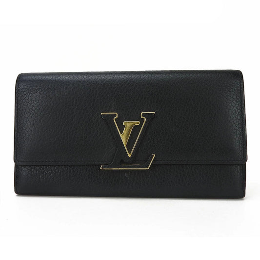 LOUIS VUITTON Long Wallet Purse M61248 leather black Portefeuille Capsine Women Used Authentic