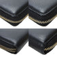 GUCCI Long Wallet Purse leather black Zip Around Women Used Authentic