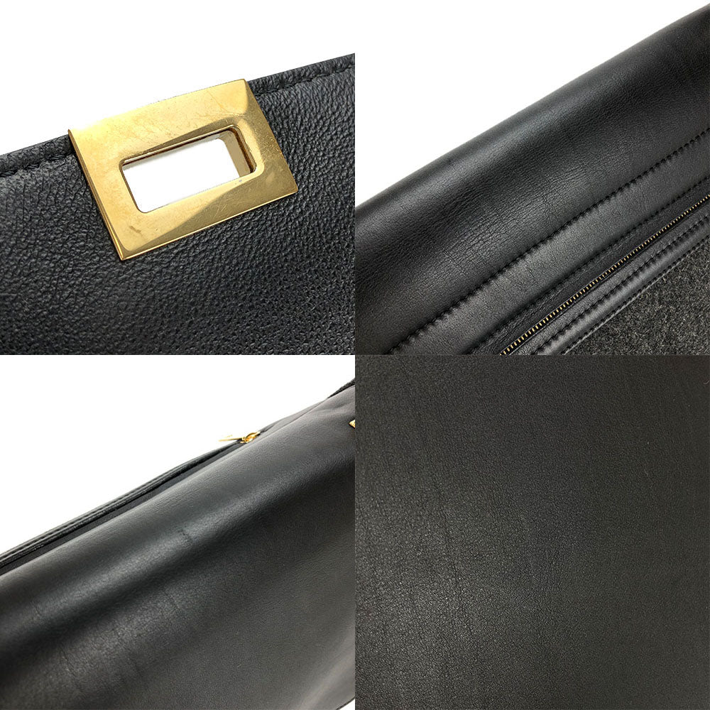 CELINE Handbag Leather, Wool black Trapeze Women Used Authentic