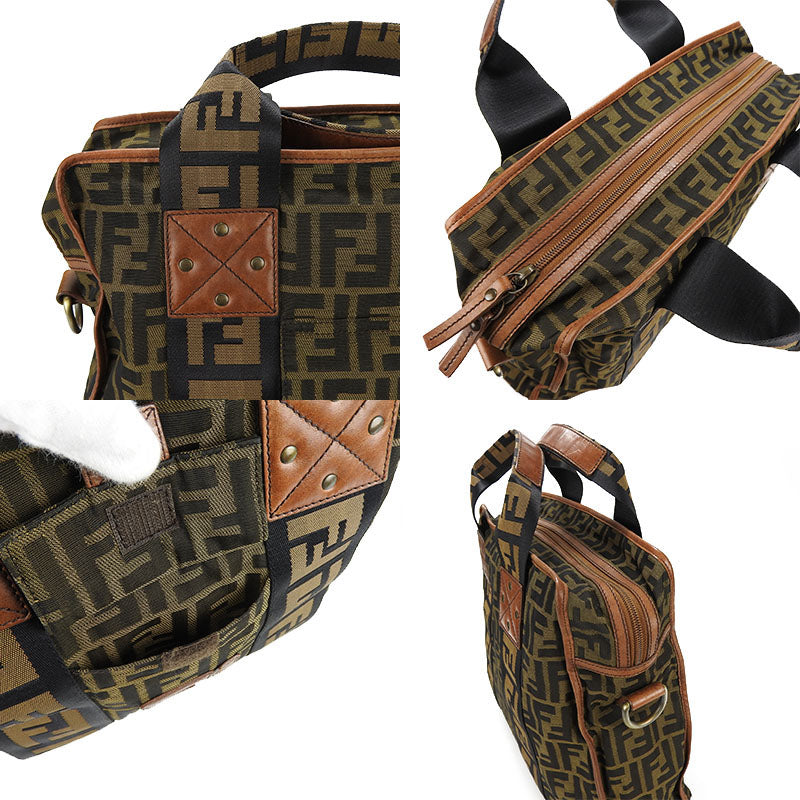FENDI Handbag 7VA158 Canvas, Leather Brown Zucca Women Used Authentic
