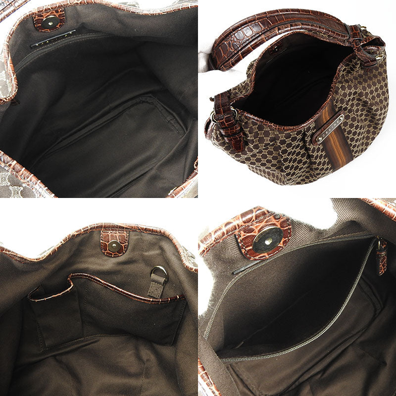 CELINE Shoulder Bag Canvas, Leather Brown Women Used Authentic
