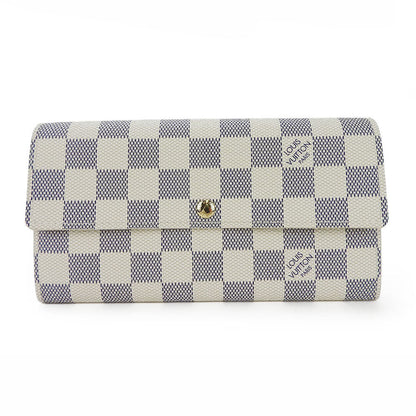 LOUIS VUITTON Long Wallet Purse N61735 Damier Azur white Portefeuille Sara Women Used Authentic