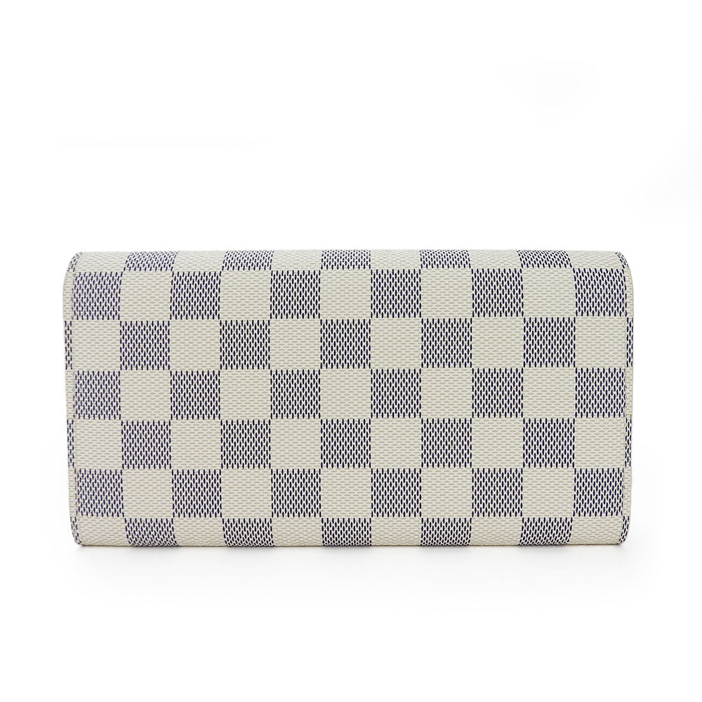 LOUIS VUITTON Long Wallet Purse N61735 Damier Azur white Portefeuille Sara Women Used Authentic