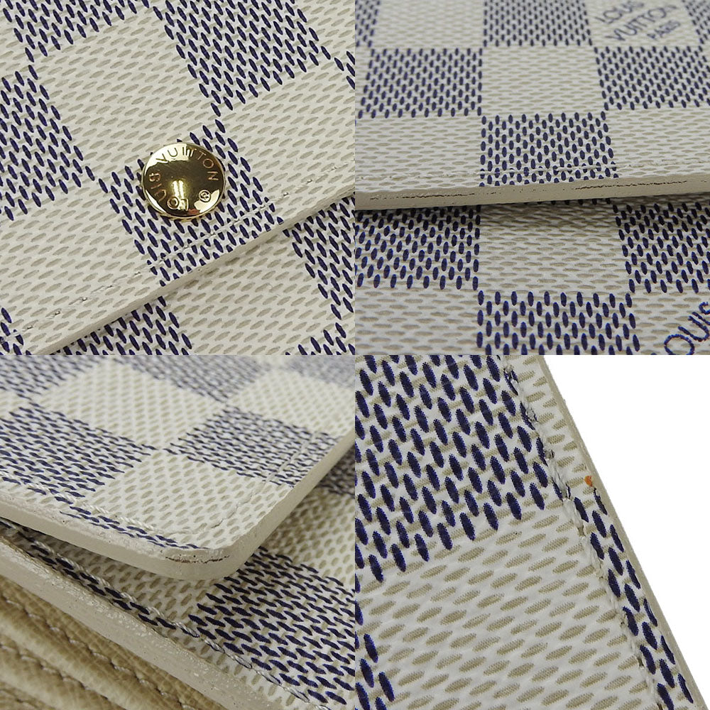 LOUIS VUITTON Long Wallet Purse N61735 Damier Azur white Portefeuille Sara Women Used Authentic