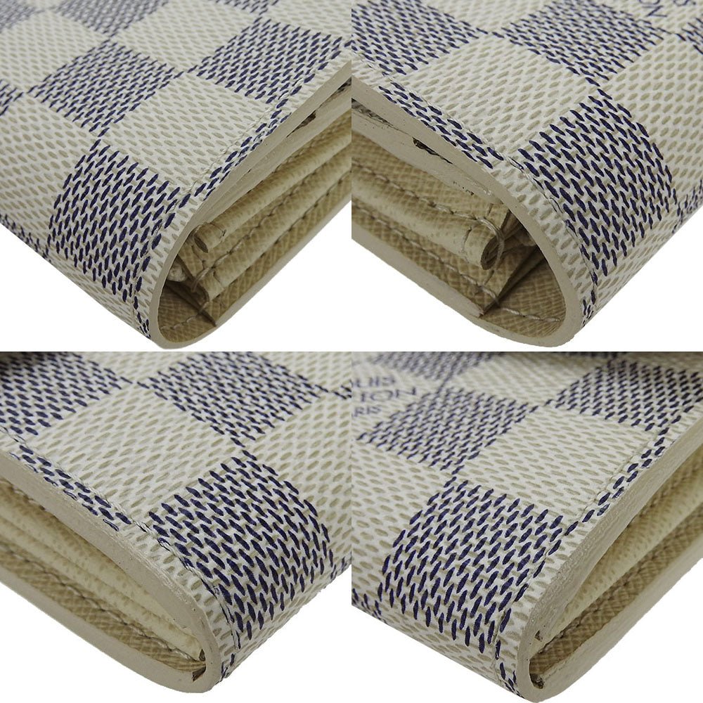 LOUIS VUITTON Long Wallet Purse N61735 Damier Azur white Portefeuille Sara Women Used Authentic