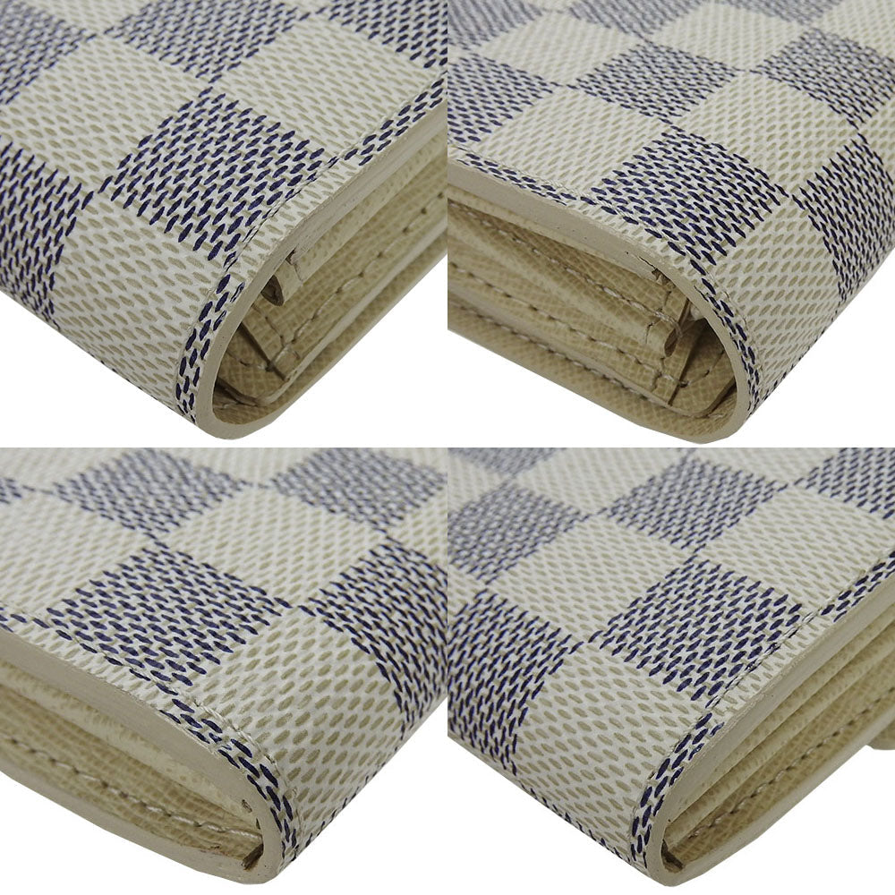 LOUIS VUITTON Long Wallet Purse N61735 Damier Azur white Portefeuille Sara Women Used Authentic