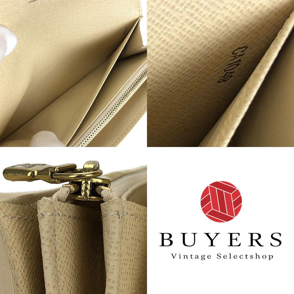 LOUIS VUITTON Long Wallet Purse N61735 Damier Azur white Portefeuille Sara Women Used Authentic