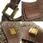 LOEWE Shoulder Bag Canvas, Leather Brown Women Used Authentic