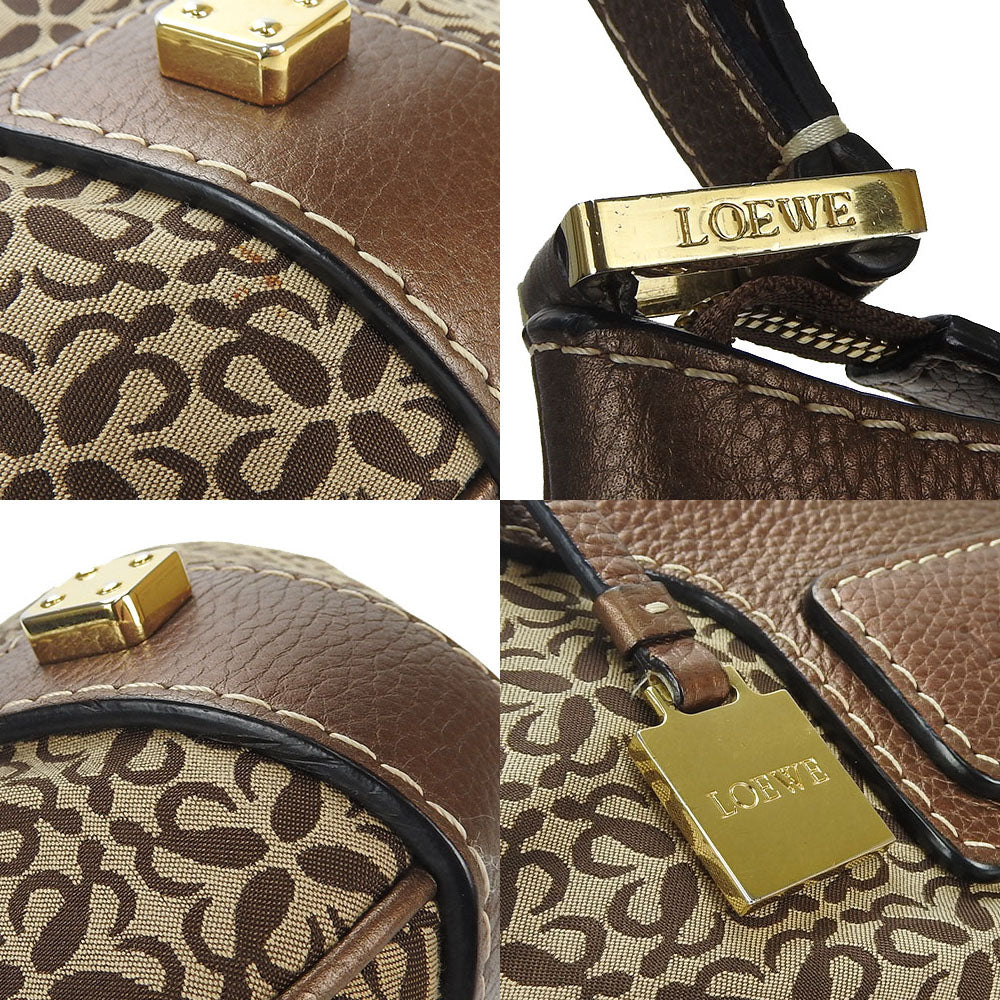 LOEWE Shoulder Bag Canvas, Leather Brown Women Used Authentic