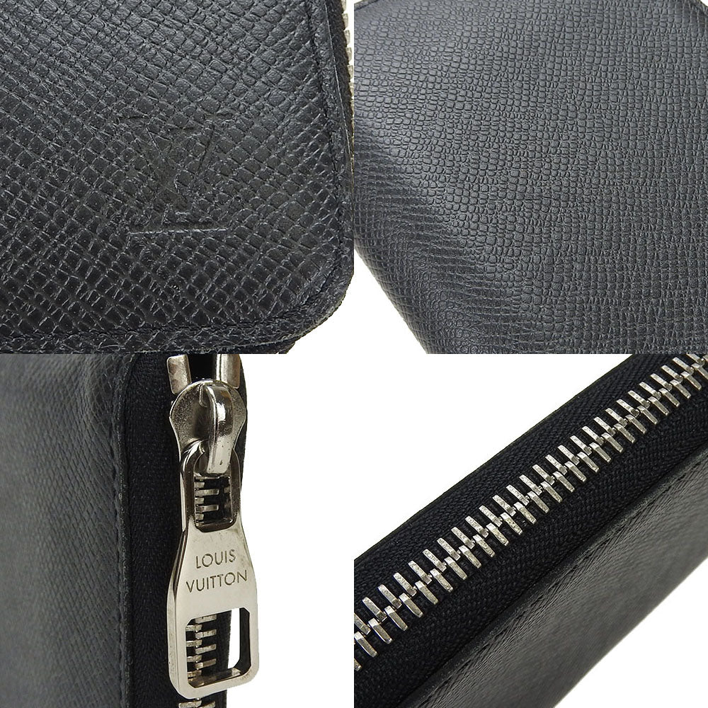 LOUIS VUITTON Long Wallet Purse M32822 Taiga black Zippy Wallet Vertical mens Used Authentic