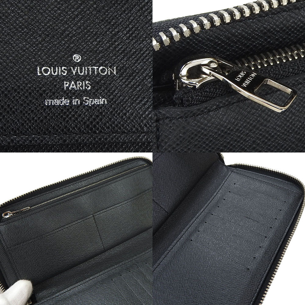 LOUIS VUITTON Long Wallet Purse M32822 Taiga black Zippy Wallet Vertical mens Used Authentic