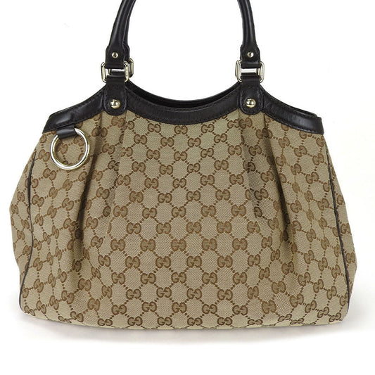 GUCCI Tote Bag 211944 GG canvas beige Sukey Women Used Authentic
