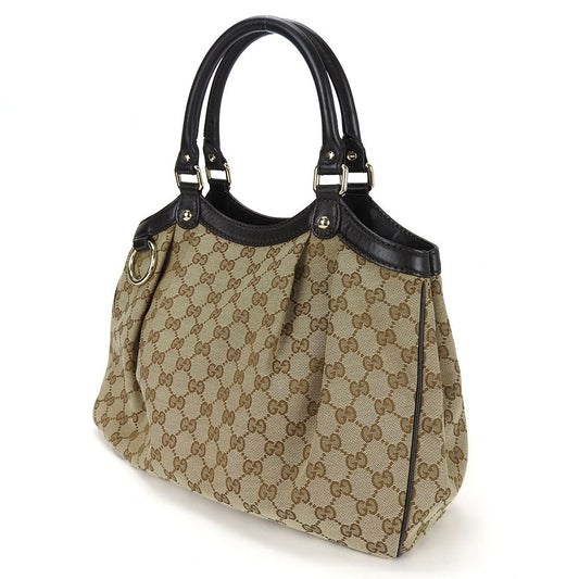 GUCCI Tote Bag 211944 GG canvas beige Sukey Women Used Authentic