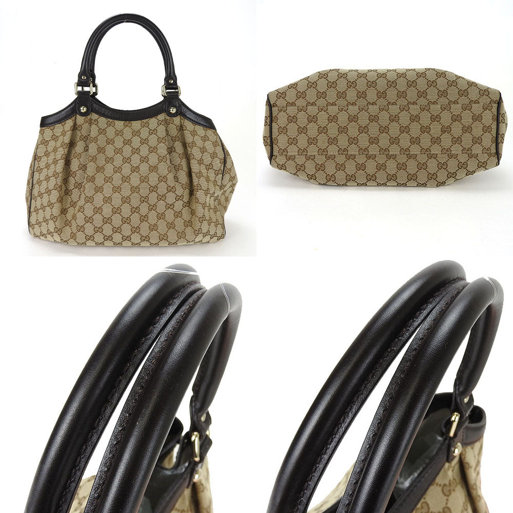 GUCCI Tote Bag 211944 GG canvas beige Sukey Women Used Authentic