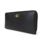 GUCCI Long Wallet Purse 456117 leather black GG Marmont Women Used Authentic