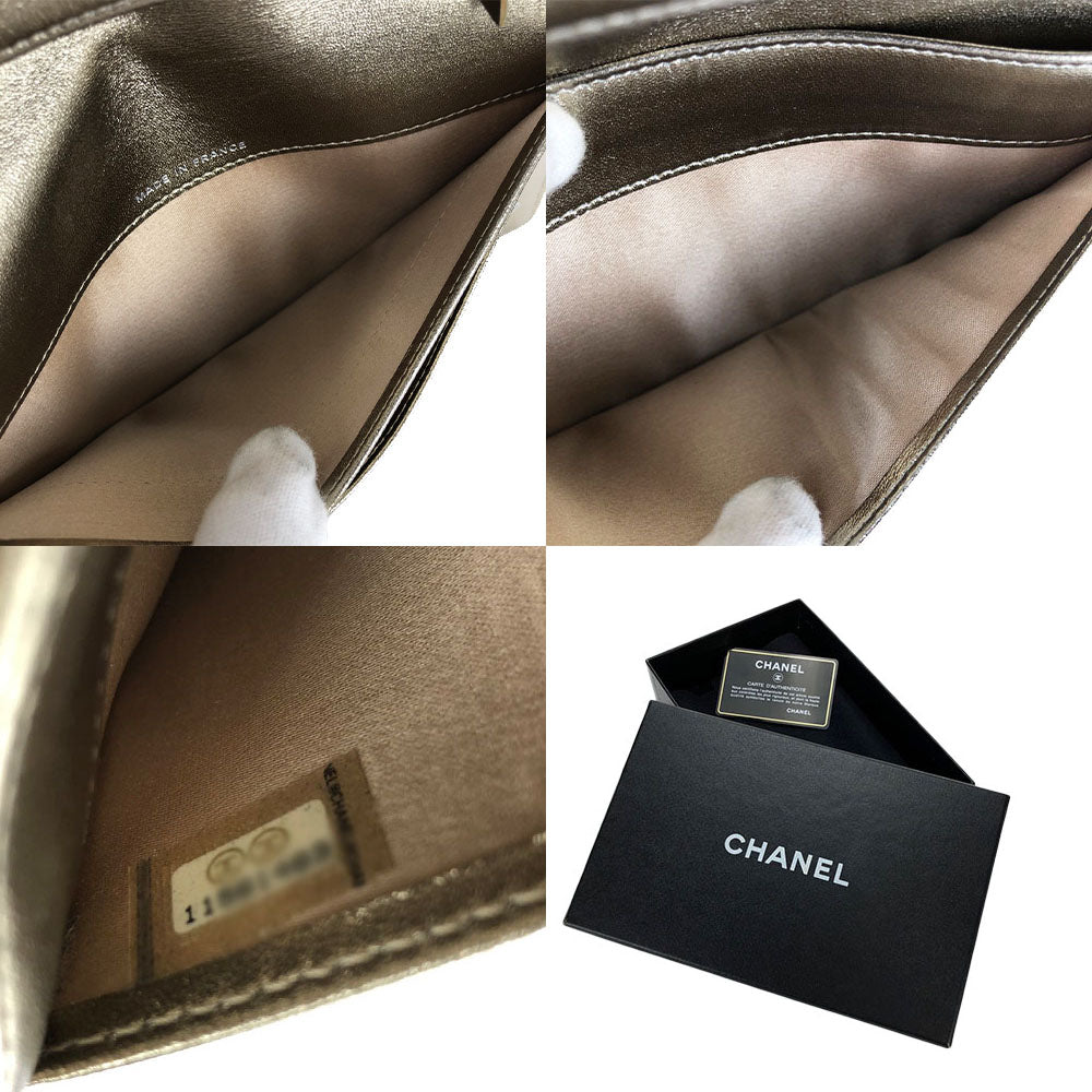 CHANEL Long Wallet Purse Jacquard nylon, leather gold New travel line Women Used Authentic
