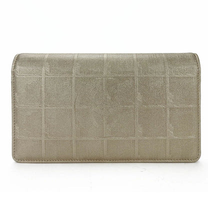 CHANEL Long Wallet Purse Jacquard nylon, leather gold New travel line Women Used Authentic