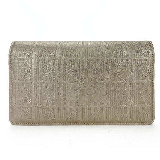 CHANEL Long Wallet Purse Jacquard nylon, leather gold New travel line Women Used Authentic