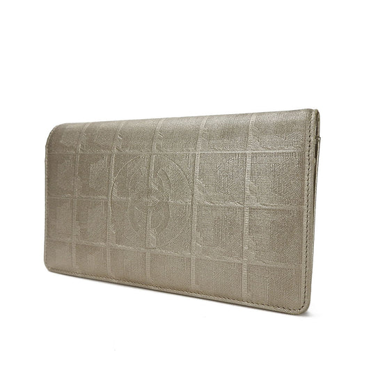 CHANEL Long Wallet Purse Jacquard nylon, leather gold New travel line Women Used Authentic