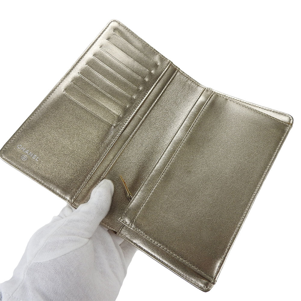 CHANEL Long Wallet Purse Jacquard nylon, leather gold New travel line Women Used Authentic