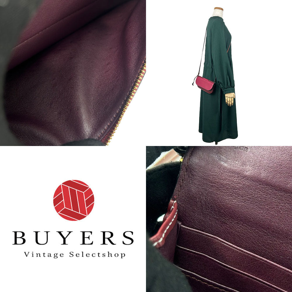 LOEWE Shoulder Bag leather Bordeaux anagram Women Used Authentic