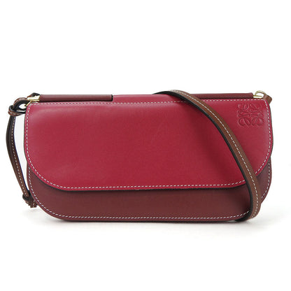 LOEWE Shoulder Bag leather Bordeaux anagram Women Used Authentic