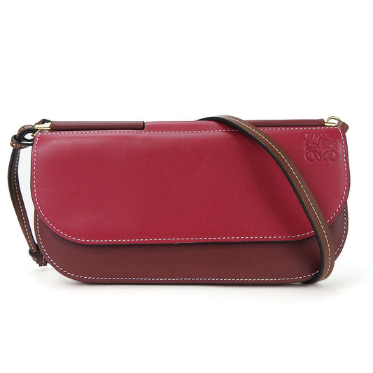 LOEWE Shoulder Bag leather Bordeaux anagram Women Used Authentic