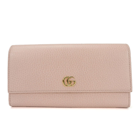 GUCCI Long Wallet Purse 456116 leather pink Double G GG Marmont Women Used Authentic